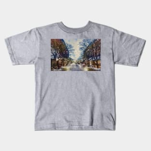 Twilight in Winter Town Kids T-Shirt